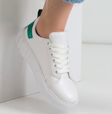 Дамски кецове в бяло и зелено 020