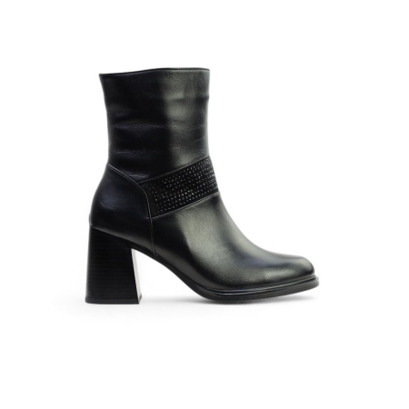 Дамски елегантни боти от естествена кожа черни 352-100-205