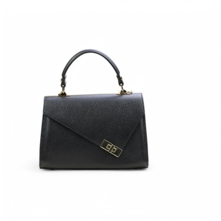 Дамска елегантна чанта от естествена кожа черна 257219-1