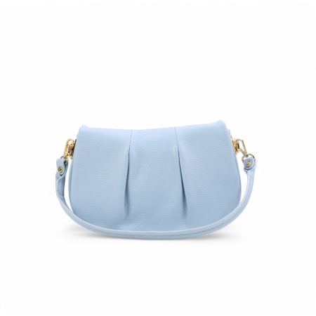 Дамска ежедневна чанта от естествена кожа светло синя 25522-1