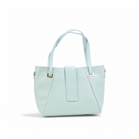 Дамска ежедневна чанта от естествена кожа светло синя 256724-1