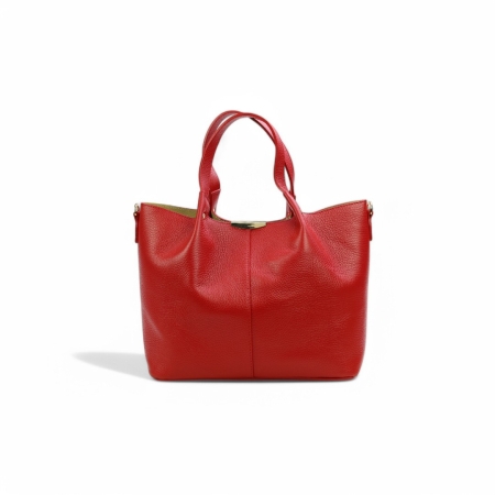 Дамска ежедневна чанта от естествена кожа червена 251121-1
