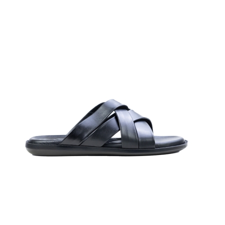 Мъжки ежедневни чехли от естествена кожа черни B-45 Valente Marchesi