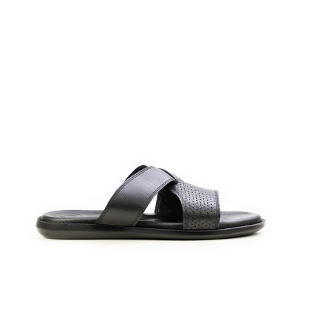 Мъжки ежедневни чехли от естествена кожа черни 741 Valente Marchesi