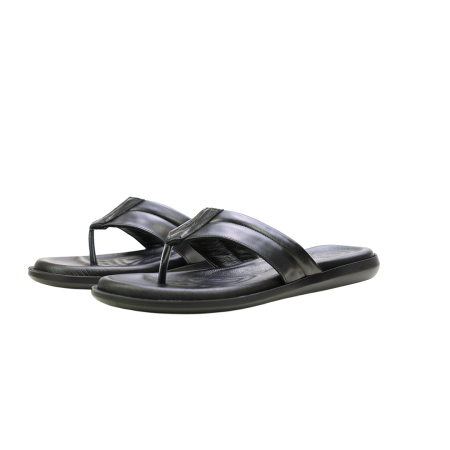 Мъжки ежедневни чехли от естествена кожа черни 478 Valente Marchesi