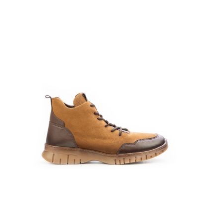 Дамски ежедневни боти от естествен набук в кафяво и таба 25610-1350