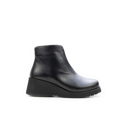 Дамски ежедневни боти от естествена кожа на платформа черни 1378