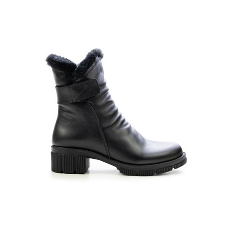 Дамски ежедневни боти от естествена кожа черни 952-03