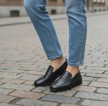 Дамски мокасини от естествена кожа черни 500