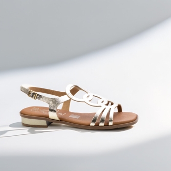 Дамски ежедневни сандали от естествен лак  в злато 5874 Oh My Sandals
