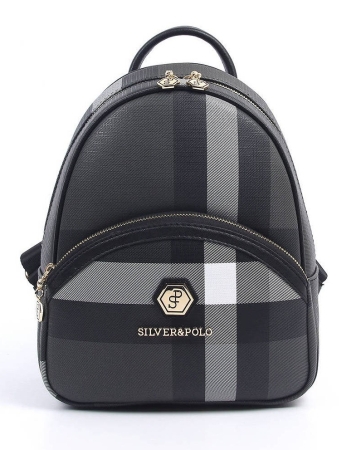Дамска раница в черно и сиво 945 M129 KARELI EKOSE Silver&Polo