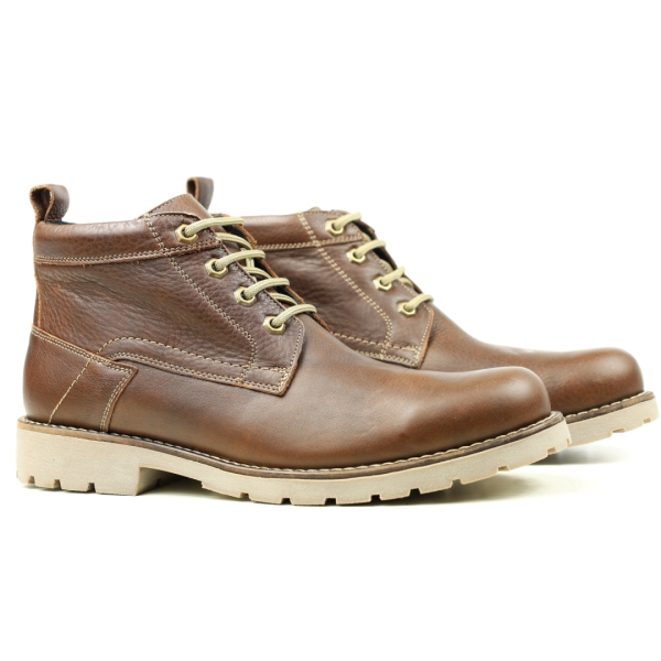 Мъжки ежедневни боти от естествена кожа кафяви 5049 Baerchi