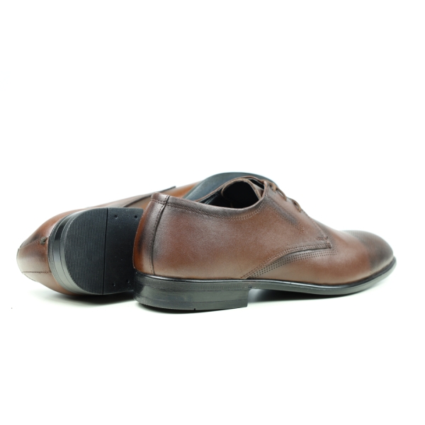 Мъжки елегантни обувки от естествена кожа тъмно кафяви 671