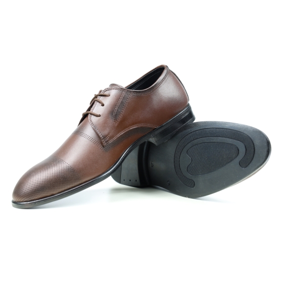 Мъжки елегантни обувки от естествена кожа тъмно кафяви 671
