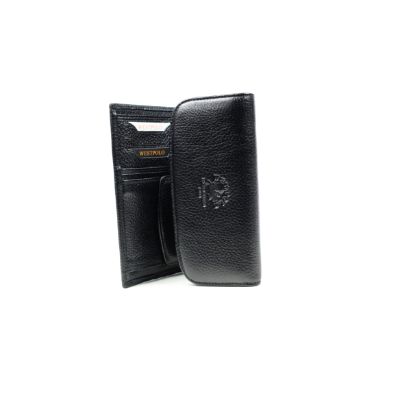 Дамски кожен портфейл черен 423