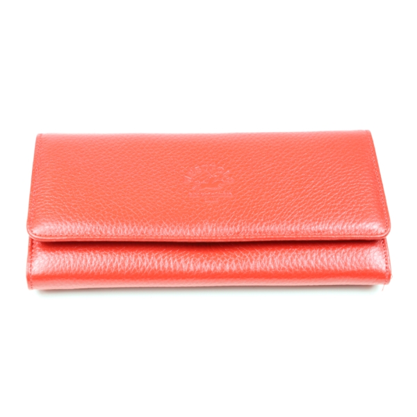 Дамски кожен портфейл червен 465