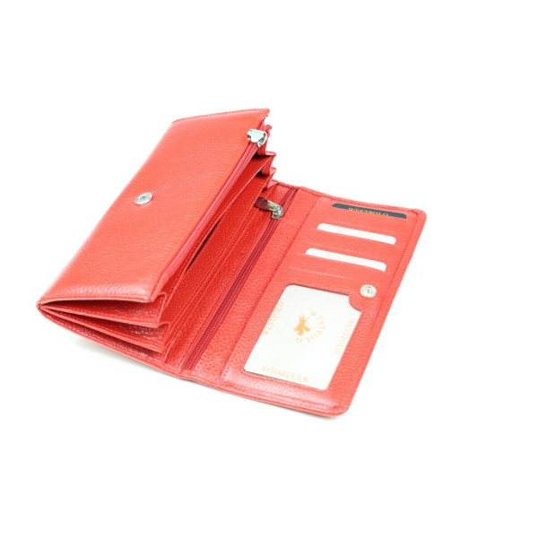 Дамски кожен портфейл червен 465