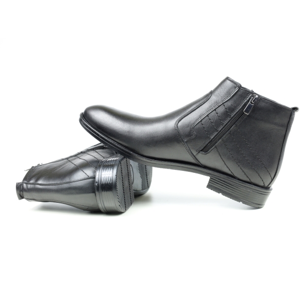 Мъжки елегантни боти от естествена кожа черни 013