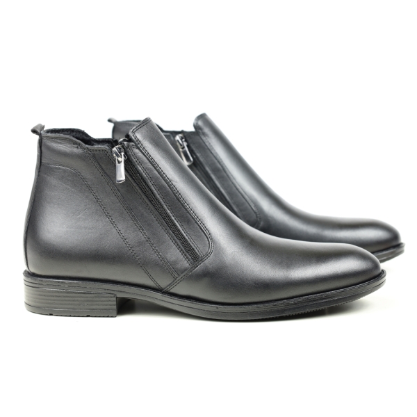 Мъжки елегантни боти от естествена кожа черни 01