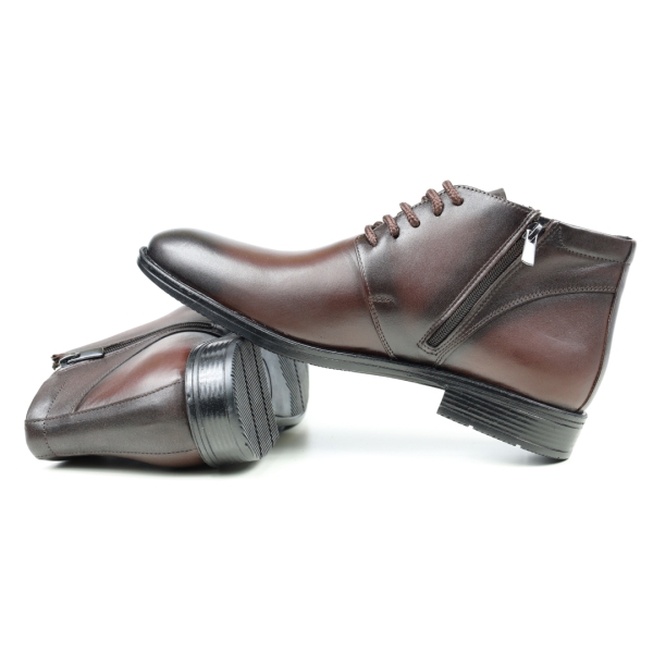 Мъжки елегантни боти от естествена кожа тъмно кафяви 022