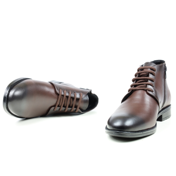 Мъжки елегантни боти от естествена кожа тъмно кафяви 022