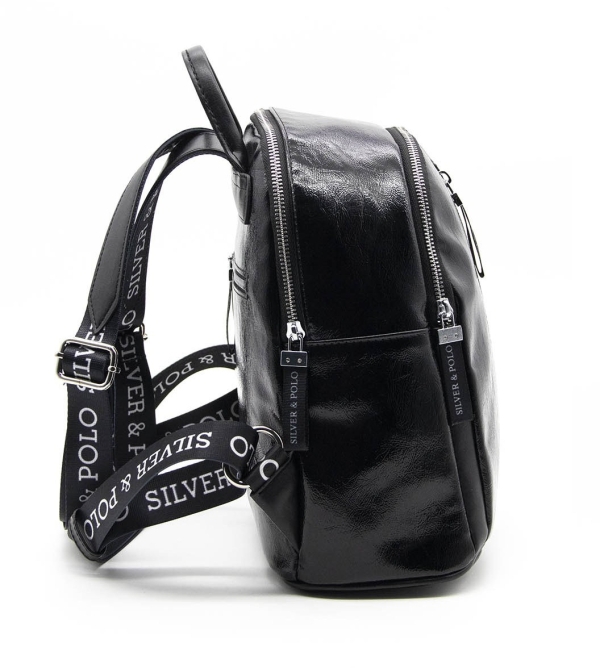 Дамска раница черна 901 M159 Alaska Rugan Silver&Polo
