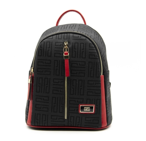 Дамска раница в черно и червено 901 M11 PP Labirent Silver&Polo