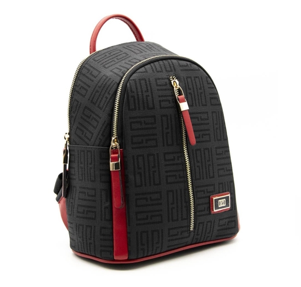 Дамска раница в черно и червено 901 M11 PP Labirent Silver&Polo