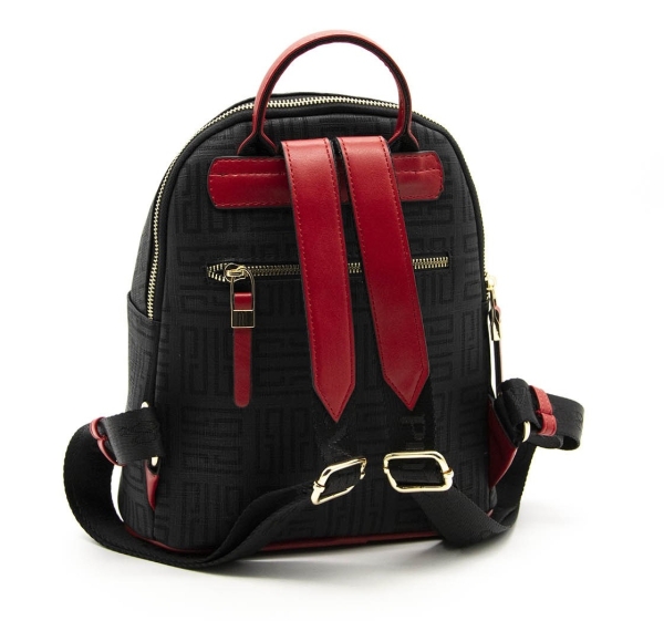 Дамска раница в черно и червено 901 M11 PP Labirent Silver&Polo