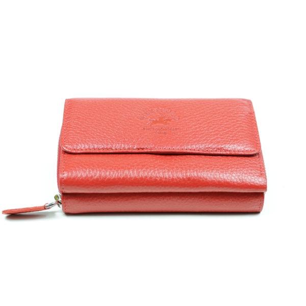Дамски кожен портфейл червен 425