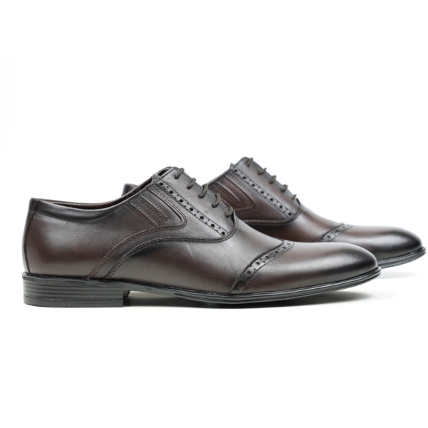 Мъжки елегантни обувки от естествена кожа тъмно кафяви 2095