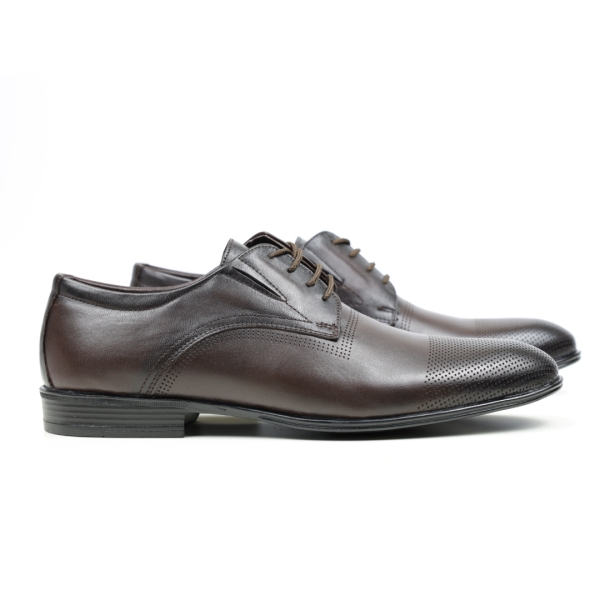 Мъжки елегантни обувки от естествена кожа тъмно кафяви 2123