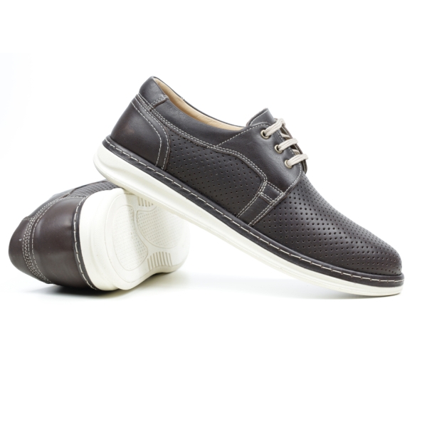 Мъжки ежедневни обувки от естествена кожа тъмно кафяви 96-19