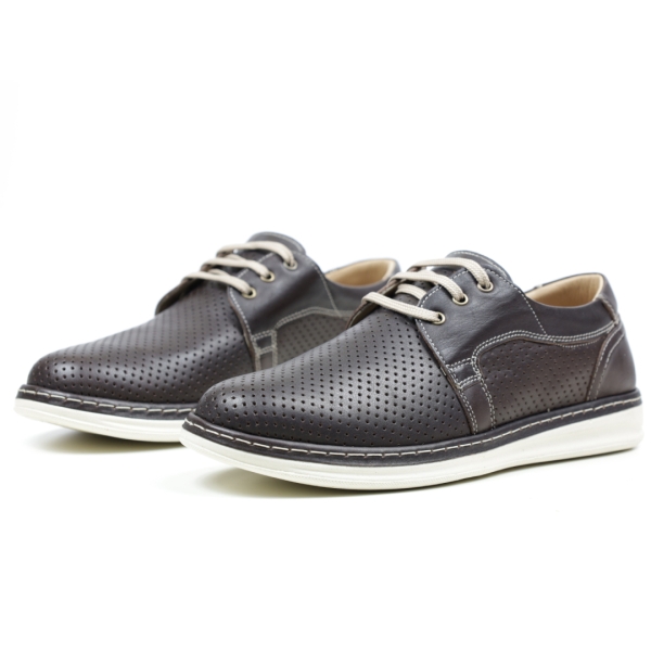 Мъжки ежедневни обувки от естествена кожа тъмно кафяви 96-19