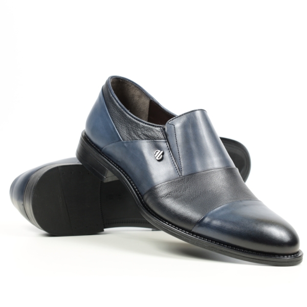 Мъжки елегантни обувки от естествена кожа сини 17184