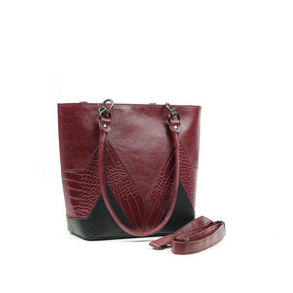 Дамска елегантна чанта в бордо и черно 2624