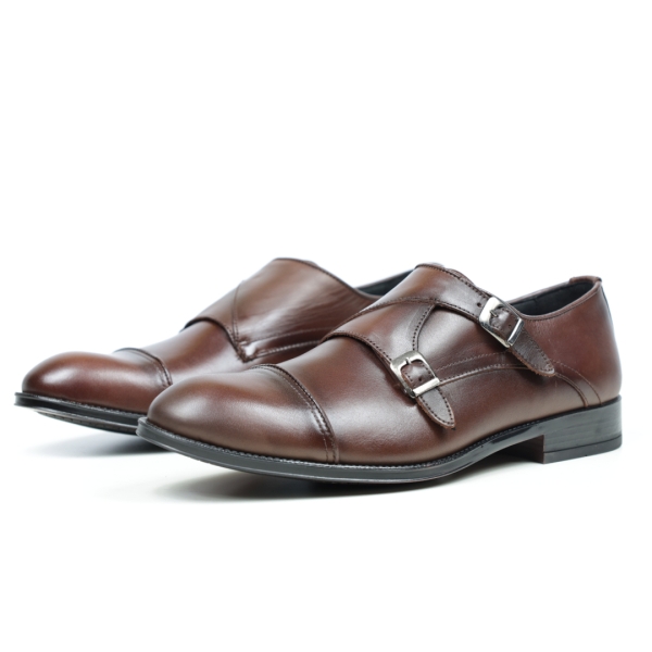 Мъжки елегантни обувки от естествена кожа тъмно кафяви 1204 Baerchi