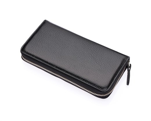 Дамски кожен портфейл черен 472