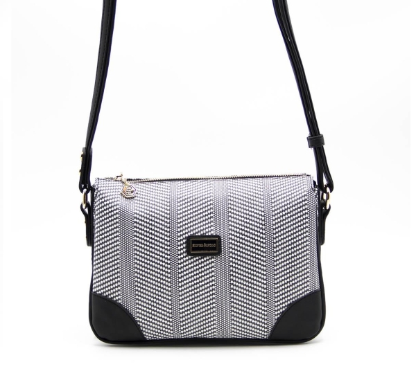 Дамска чанта през рамо в бяло и черно 784 M132 Hasir Silver&Polo