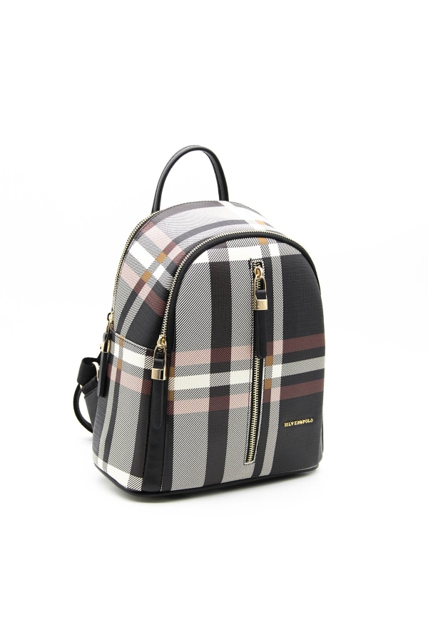 Дамска раница в тъмно синьо бяло и червено 901 M131 Ekose  Silver&Polo