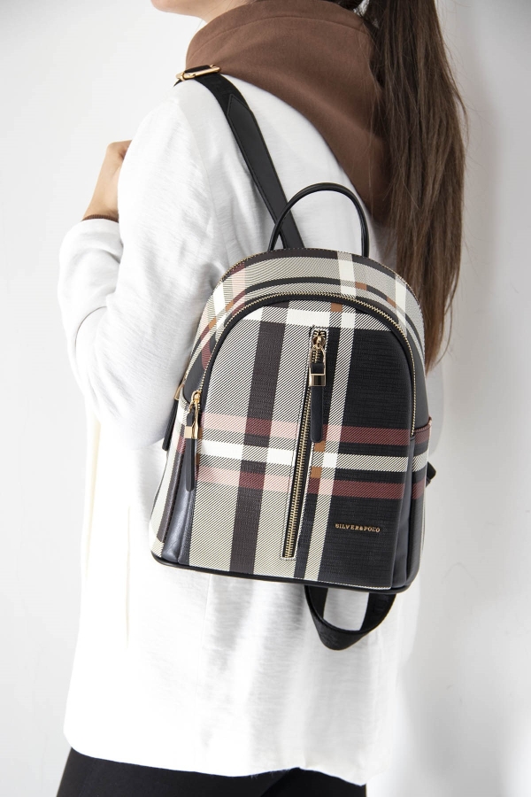 Дамска раница в тъмно синьо бяло и червено 901 M131 Ekose  Silver&Polo