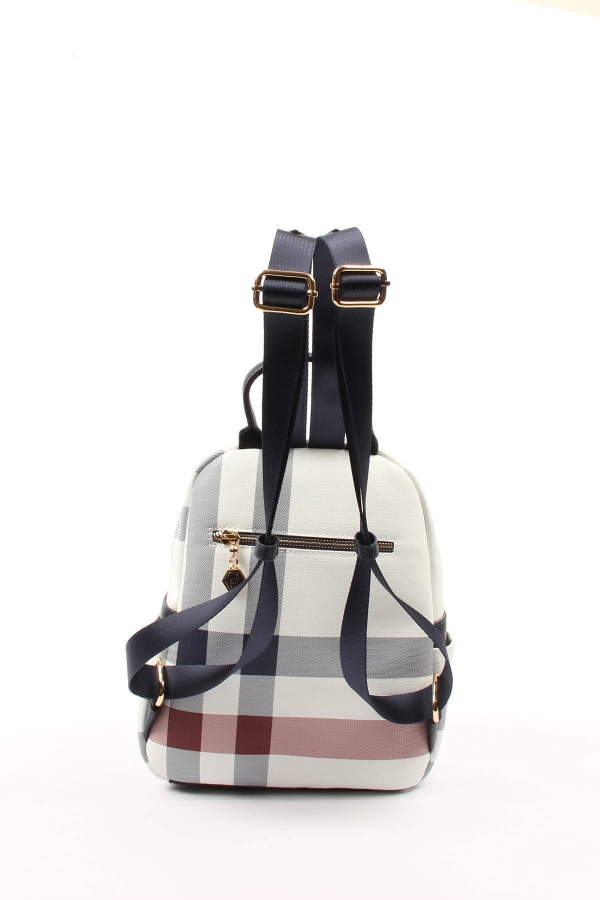 Дамска раница в бяло синьо и червено 906 M3 Kareli Ekose Silver&Polo