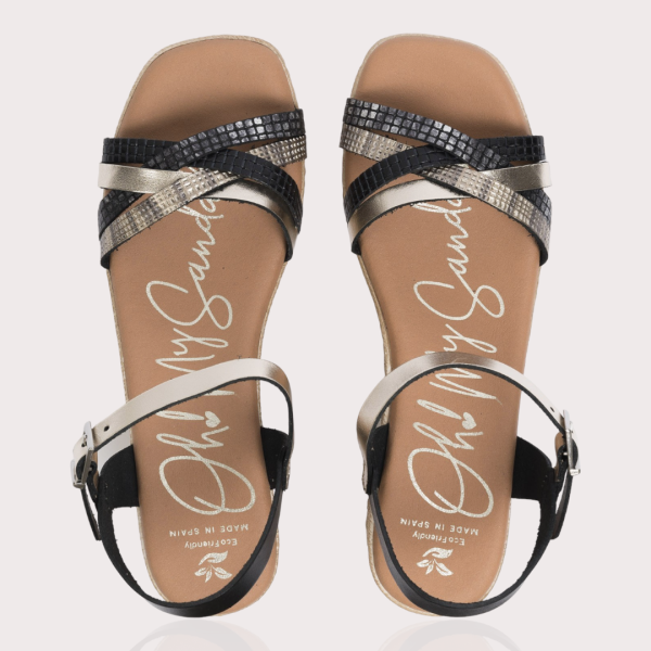 Дамски ежедневни сандали от естествена кожа черни 5218 Oh my sandals