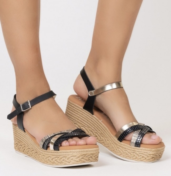 Дамски ежедневни сандали от естествена кожа черни 5218 Oh my sandals