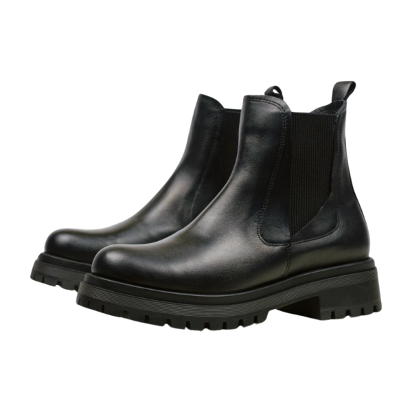 Дамски ежедневни боти от естествена кожа черни 2543-01-154