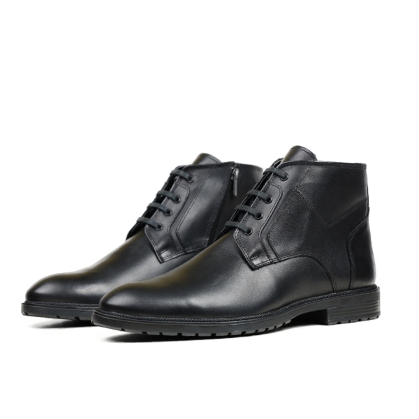 Мъжки ежедневни боти от естествена кожа черни D-91