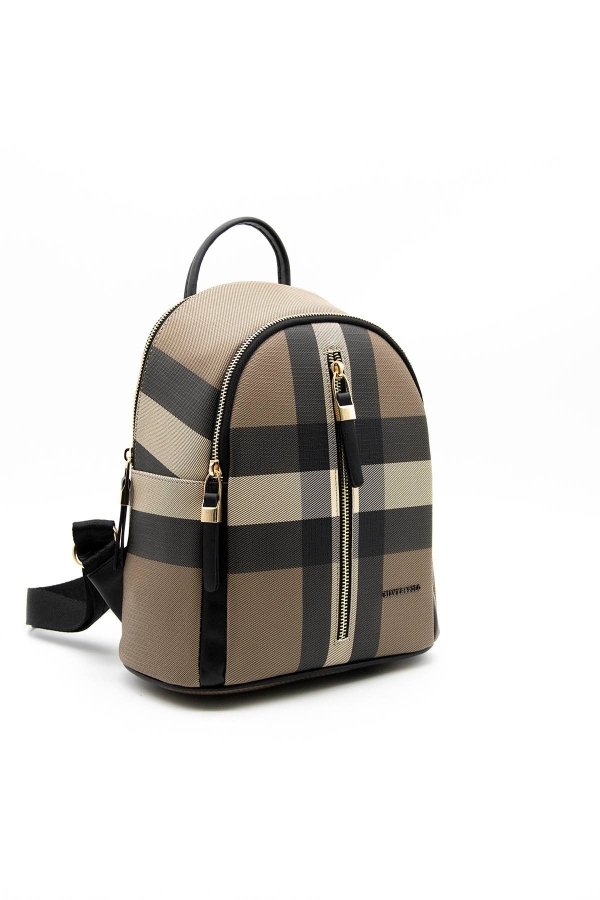 Дамска раница в бежово и черно 901 M80 Kareli Ekose Silver&Polo