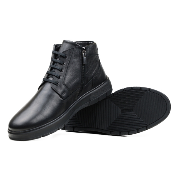 Мъжки ежедневни боти от естествена кожа черни F-01-MFL