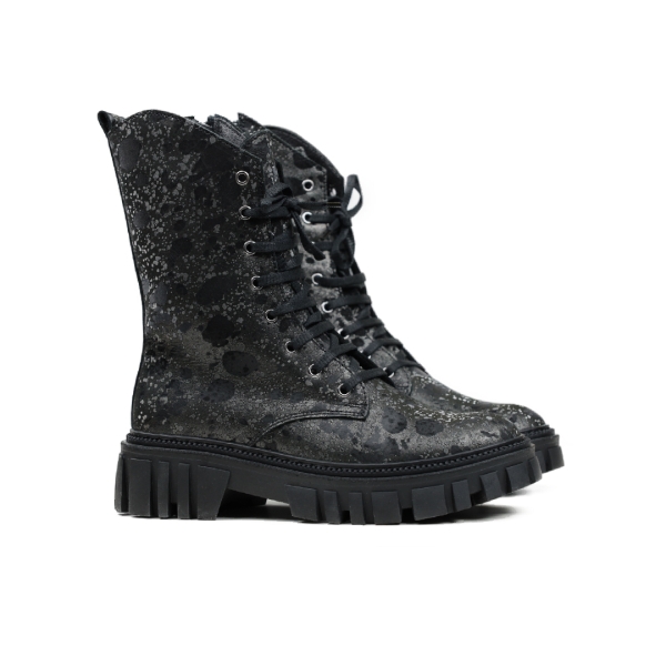 Дамски ежедневни боти от естествен набук в черно и графит 2337/224