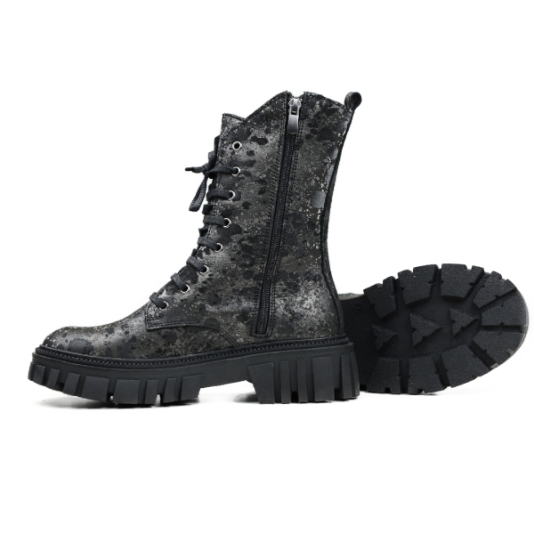 Дамски ежедневни боти от естествен набук в черно и графит 2337/224